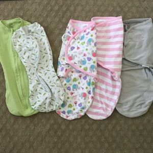 3 SwaddleMe Sm & 2 Summer Infant Newborn swaddles